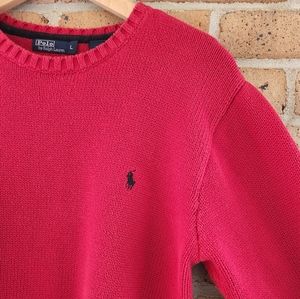 *SOLD* Vintage Blue Label Polo by Ralph Lauren Men's Red Knit Crewneck Sweater,…
